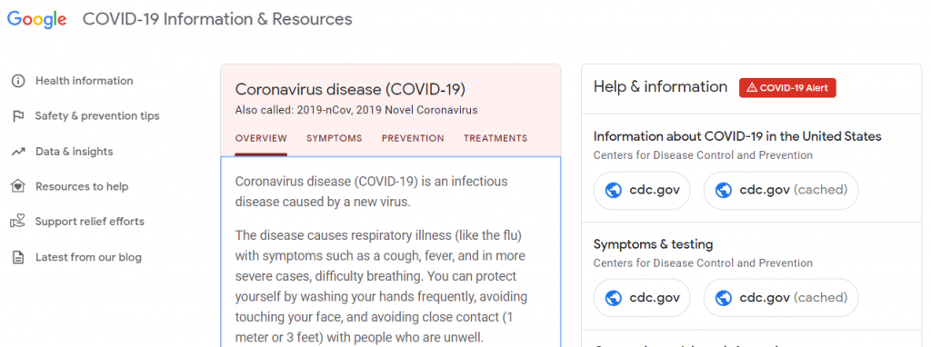 Google's Separate Website for CoronaVirus Pandemic | itistan.com